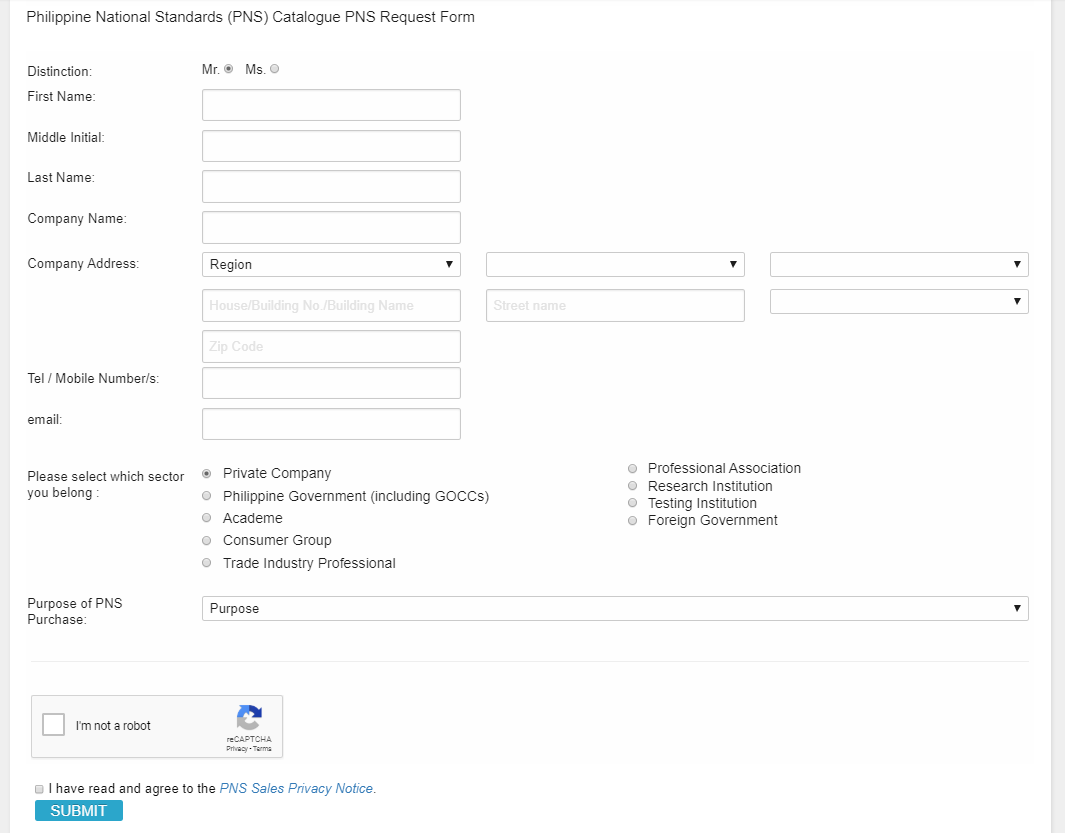 PNS Request Form