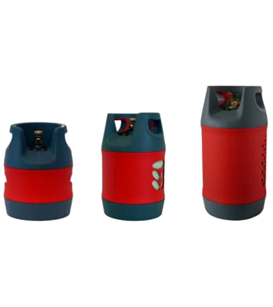 Refillable composite gas cylinders and tubes